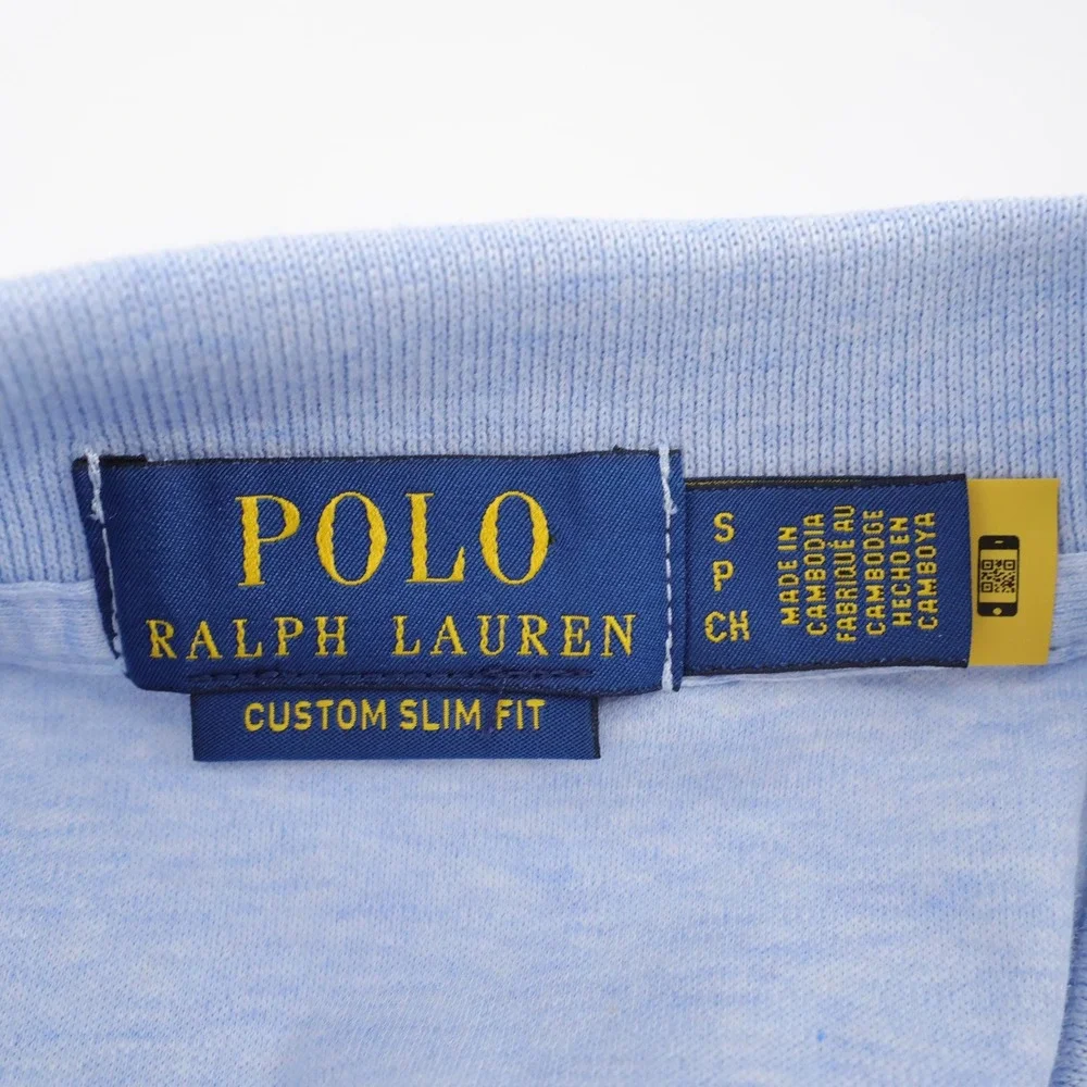 NEW Polo Ralph Lauren Custom Slim Fit Polo Shirt Light Blue Short Sleeve Mens S